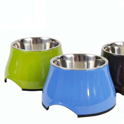 Hot selling stainless steel colourful melamine pet dog bowl Feeder