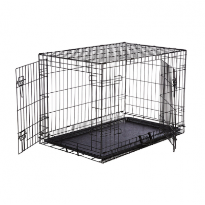 Washable Foldable Pet cages crates for dogs with plastic flooring