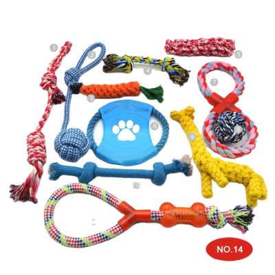 10 pack set ball rubber cotton rope dog toy chew dog rope toy set