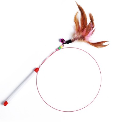 36" Durable Flying Feather Fishing Rod Cat Toy Feather Cat Pet Teaser Stick Toy