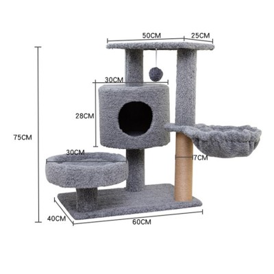 China factory top sell customized plush big pet condo natural sisal wood scratcher cute cat tree